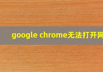 google chrome无法打开网页